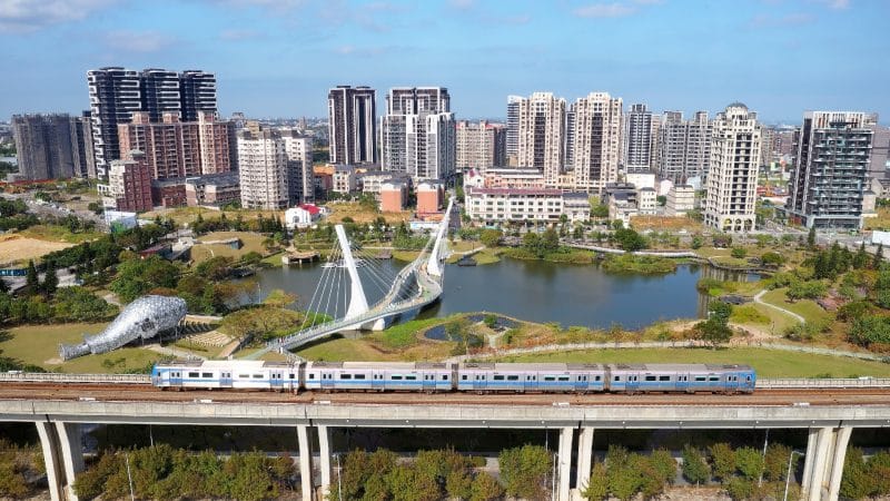 Aerial,View,Of,A,Metro,Train,Traveling,On,The,Elevated