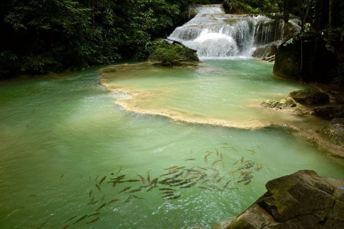 Erawan National Park and Waterfall in Kanchanaburi province, Thailand